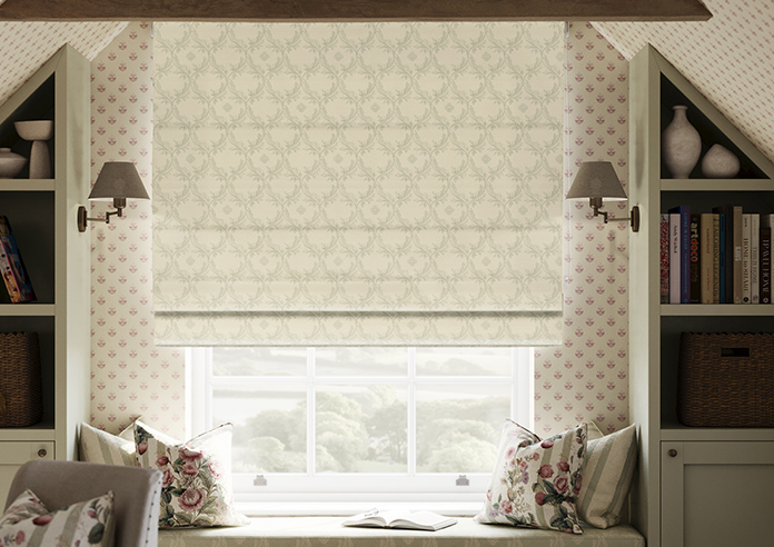 Trellis Prints, Vine and Bloom Romsey Bud Green - Twist&Fit Roman Blind - Image 3